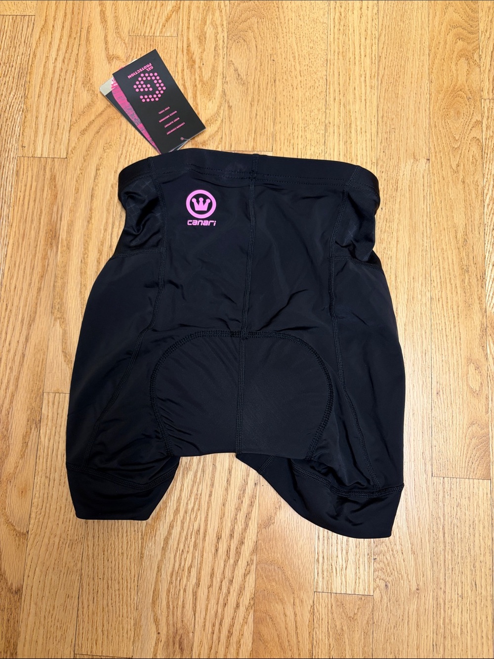 Canari Black Women's Bike Shorts with Pink Logo